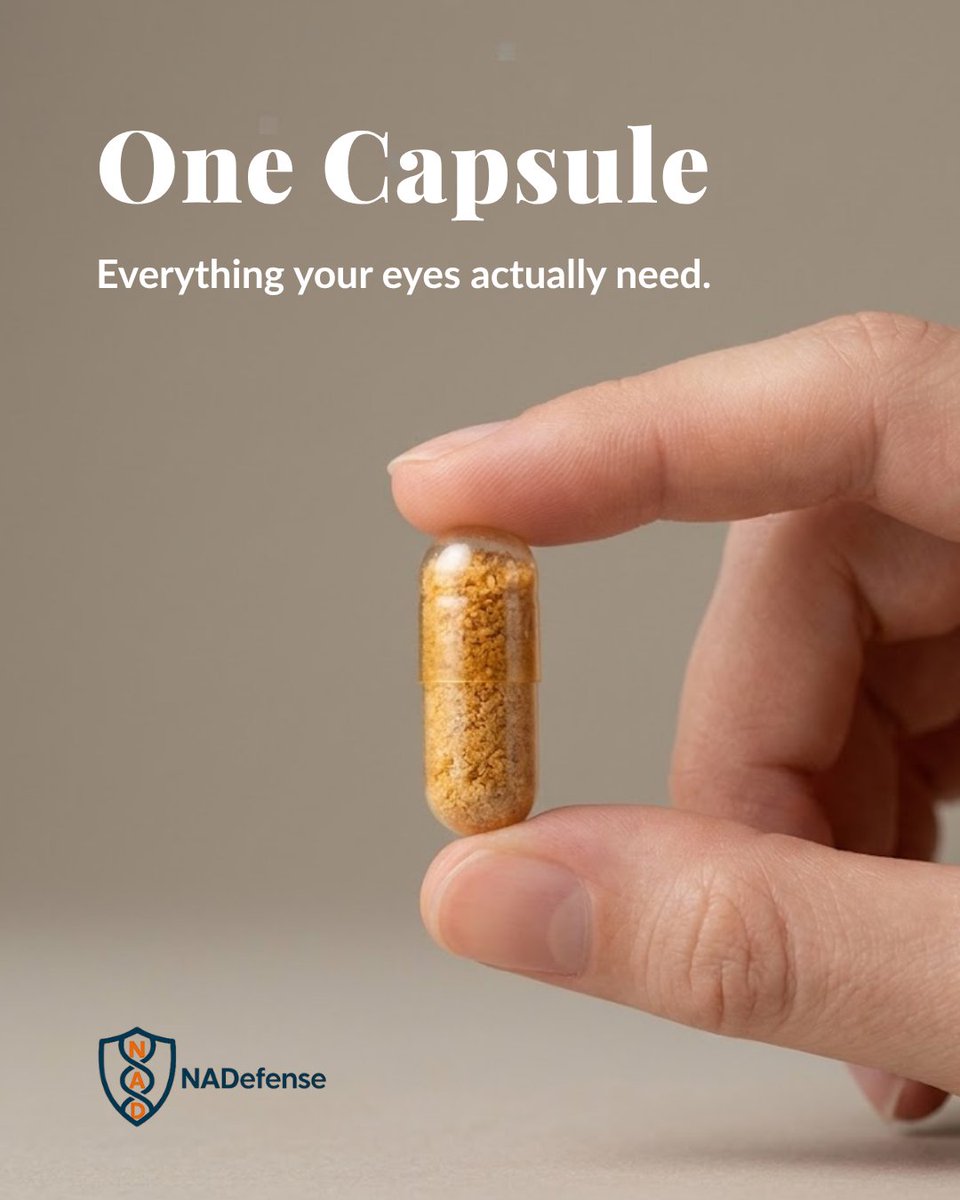 NADefense's tweet photo. One capsule. That's the entire routine.

Sight Guard is physician formulated to bring the key nutrients your eyes rely on into a single daily dose, no separate bottles, no complicated stack to remember.

#nadefense #sightguard #eyehealth #visioncare #opticnervehealth https://t.co/0rU3XyxWxw