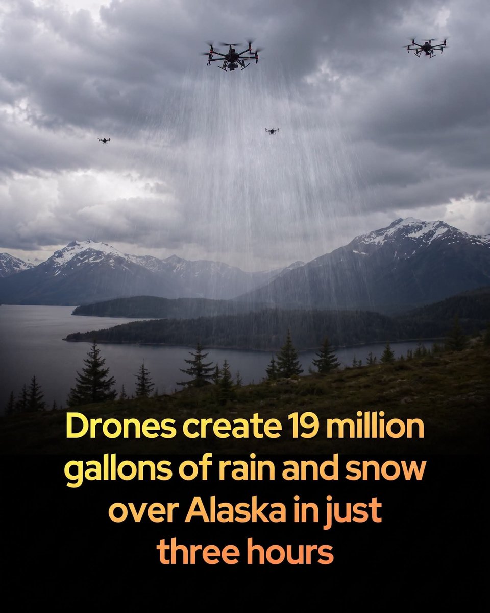 ShiningScience's tweet photo. 🚨 A U.S. startup just used drones to engineer the weather, triggering 19 million gallons of rainfall over Alaska.

On August 23, 2026, El Segundo-based startup Rainmaker executed a groundbreaking research campaign over Alaska’s Kenai Peninsula, deploying two autonomous drones into subfreezing, moisture-rich clouds. 

Over a three-hour window, the aircraft released 19 silver iodide flares to trigger condensation in an existing weather system. According to Rainmaker's radar-based analysis, this targeted seeding successfully generated approximately 19 million gallons of net-new precipitation. The company frames this test as a scalable proof of concept for future operations aimed at replenishing critically depleted North American waterways like the Colorado River.

However, the unannounced operation has quickly ignited a fierce political and regulatory debate. Alaska State Representative Sarah Vance called for an immediate cease-and-desist, asserting that the state was not notified and warning against unconsented atmospheric experimentation. While proponents view drone-based cloud seeding as a revolutionary weapon against climate-driven water crises, critics raise serious concerns about the ecological ethics of private corporations manipulating regional weather patterns without public oversight.

source: Marcus, J. (2026). Cloud seeding start-up uses drones to generate 19 million gallons of water in Alaska. The Independent.