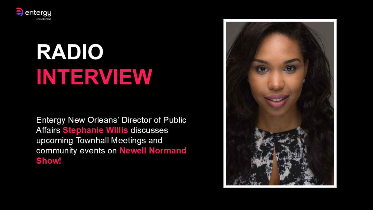 EntergyNOLA's tweet photo. 📻Entergy New Orleans’ Director of Public Affairs Stephanie Willis discusses upcoming Townhall Meetings and community events on Newell Normand Show!

Click ⬇️ to listen! 
https://t.co/nr6TjtNYTW https://t.co/tlD2DbbT7u