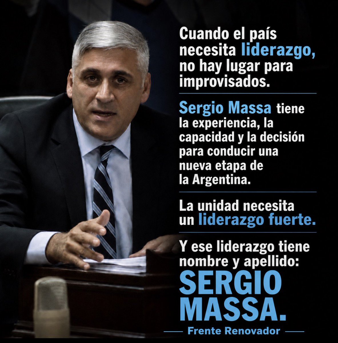 Asenciofernando's tweet photo. La unidad no se construye con discursos: se construye con liderazgo, experiencia y capacidad. @SergioMassa tiene todo eso. Hoy es, sin dudas, el dirigente mejor preparado para asumir la responsabilidad de conducir la Argentina. https://t.co/cIQYx7FoMp