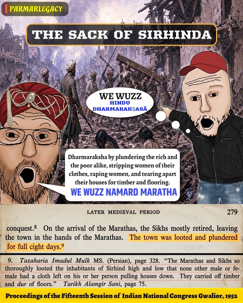 Scion_of_Agni's tweet photo. 🧵𝙂𝙚𝙢𝙨 𝙊𝙛 𝙈𝙖𝙧𝙖𝙩𝙝𝙖 𝙈𝙖𝙧𝙖𝙪𝙙𝙚𝙧𝙮 𝙋𝙖𝙧𝙩 𝙑𝙄𝙄𝙄  ( 𝚂𝚊𝚌𝚔 𝙾𝚏 𝚂𝚒𝚛𝚑𝚒𝚗𝚍𝚊 :– 1759—1760 ) 

Marathas were a disgrace even onto marauders. Who even loots windows &amp; doors that too for no less than 8 days?! 🤣🤣😭😭 What kind of marauders even do such?! 🤣 https://t.co/Oo3CR5qXNi