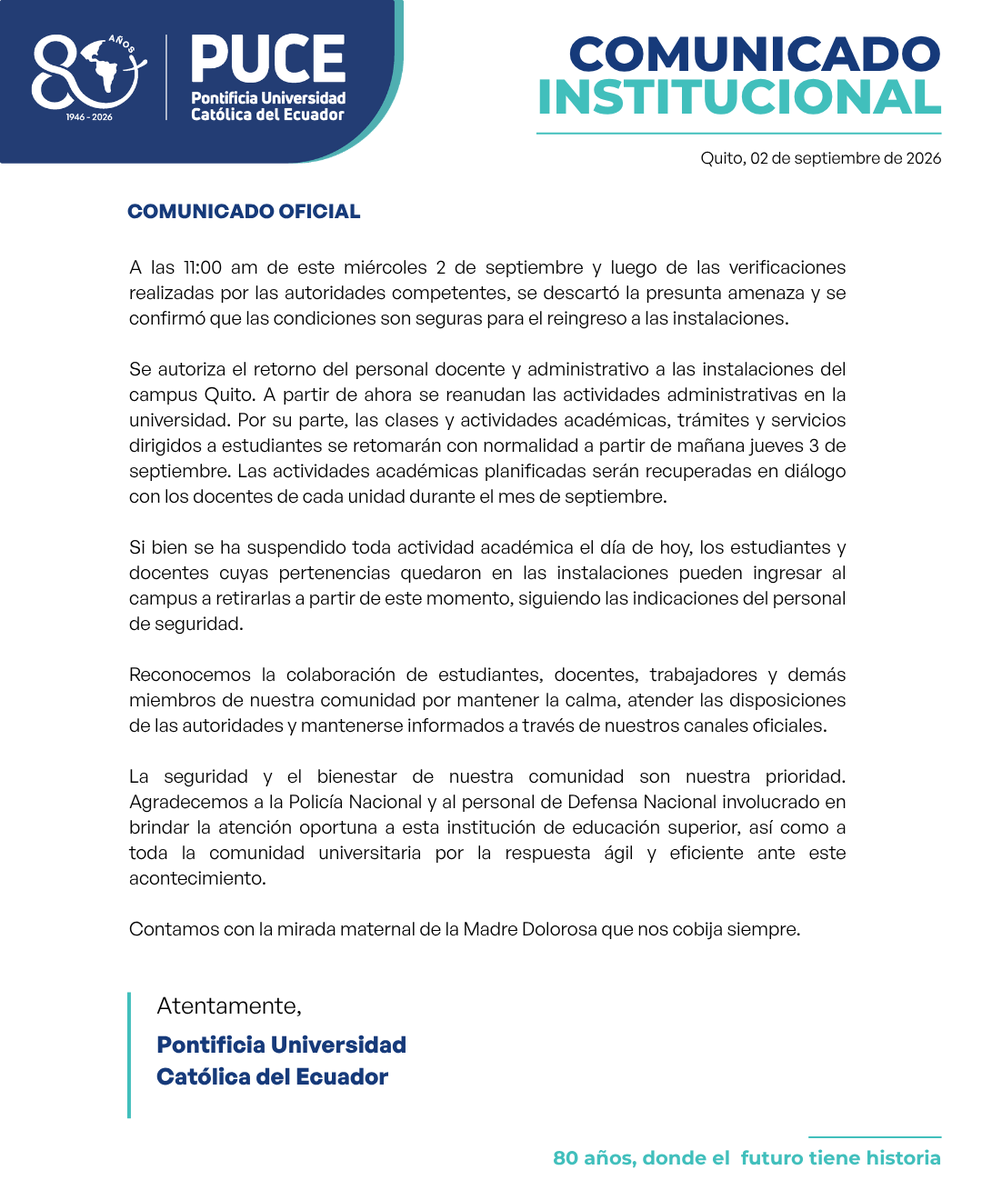 PUCE_Ecuador's tweet photo. Actualización 👇. https://t.co/9lEyjQcscP