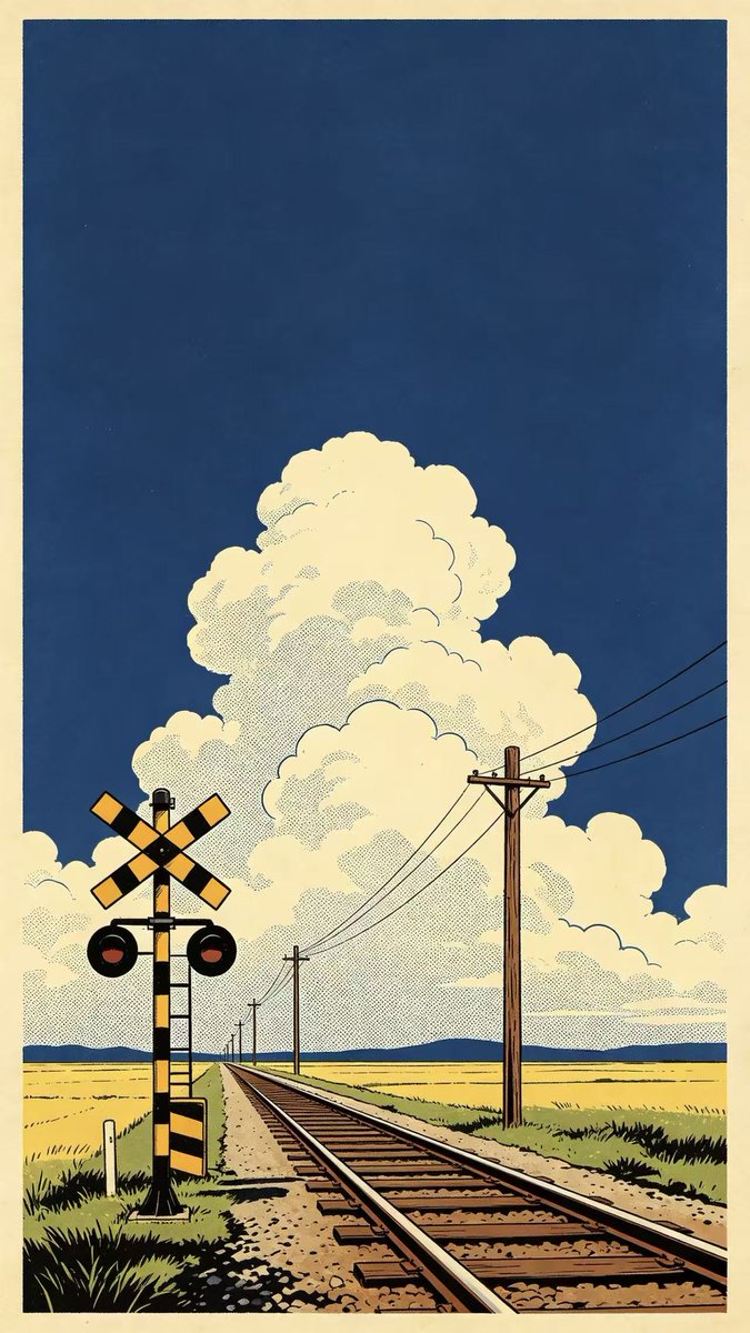 L1Papers's tweet photo. Bringing a little piece of endless summer to your lock screen 🌻☁️
Retro anime vibes with vintage halftone textures and a quiet countryside railroad. Clean, nostalgic, and easy on the eyes. Like if this brings back that sunny day nostalgia!

#Aesthetic #Wallpaper #digitalart https://t.co/r71jgv0K32
