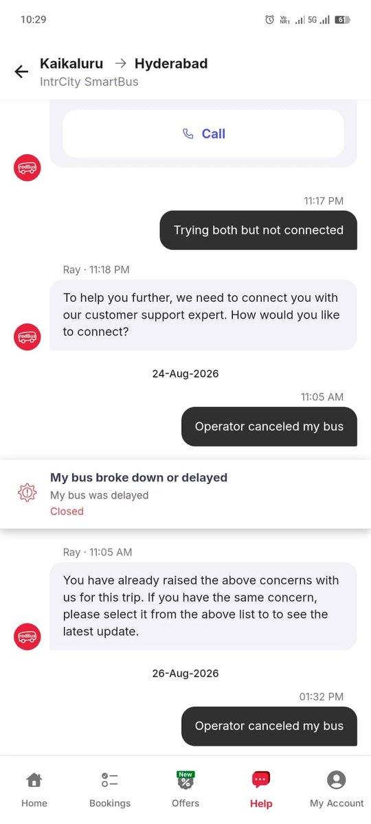 SyamG12610's tweet photo. @redBus_in @redBus_in 
​I have been following up since August 24, but the customer care chat (Ray) is stuck in a loop and not providing any solution or refund status! https://t.co/mKyc8cUflH