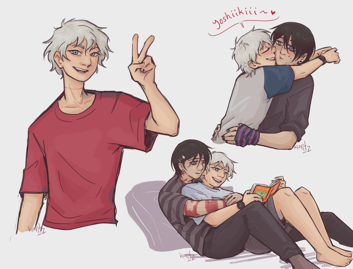 kayit_z's tweet photo. Day 5 -future/domestic

Ellos viviendo juntos y felices en tokio ft. Alt yoshiki y 'hikaru'con pelo más largo

Image2:
H: sorry :( (didn't take the chicken out of the freezer)
Y: ... (hes not mad)

#yoshikaruweek2026 #thesummerhikarudied https://t.co/vTcVeQIaGy