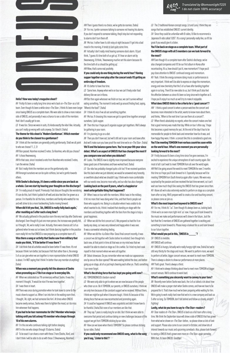 tomoonlight7225's tweet photo. ONEUS <THE STAR> September 2026 issue 
🌐 Interview EN translation :)  

I don't claim 100% accuracy but I tried my best! Forgive any weird grammar/typo too, my brain is tired HAHA
Enjoy~ 🥰

#ONEUS #원어스 https://t.co/qn00GoPqgA