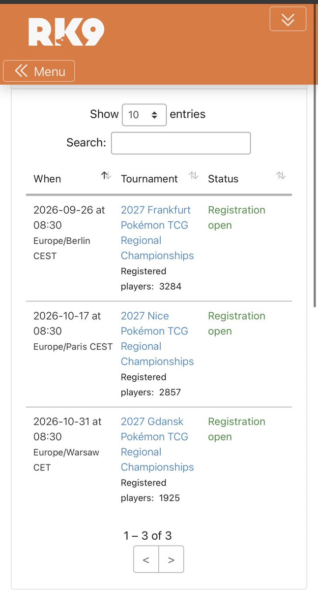 TCGXpl's tweet photo. 3/3 
Pokemon Regionals. https://t.co/eRPA2bWW0E