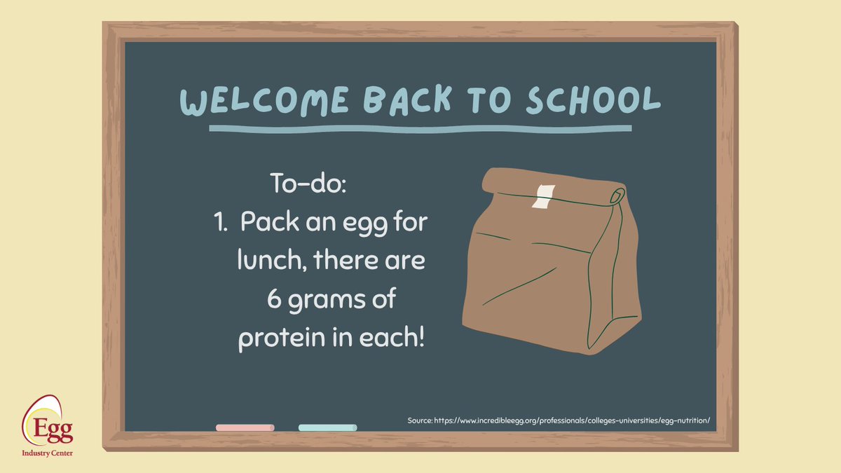 EggIndustryCntr's tweet photo. Smart fuel for bright minds! 🧠✨ Packing an egg for lunch means 6 grams of pure protein to tackle the school day. https://t.co/J12QuptUqw