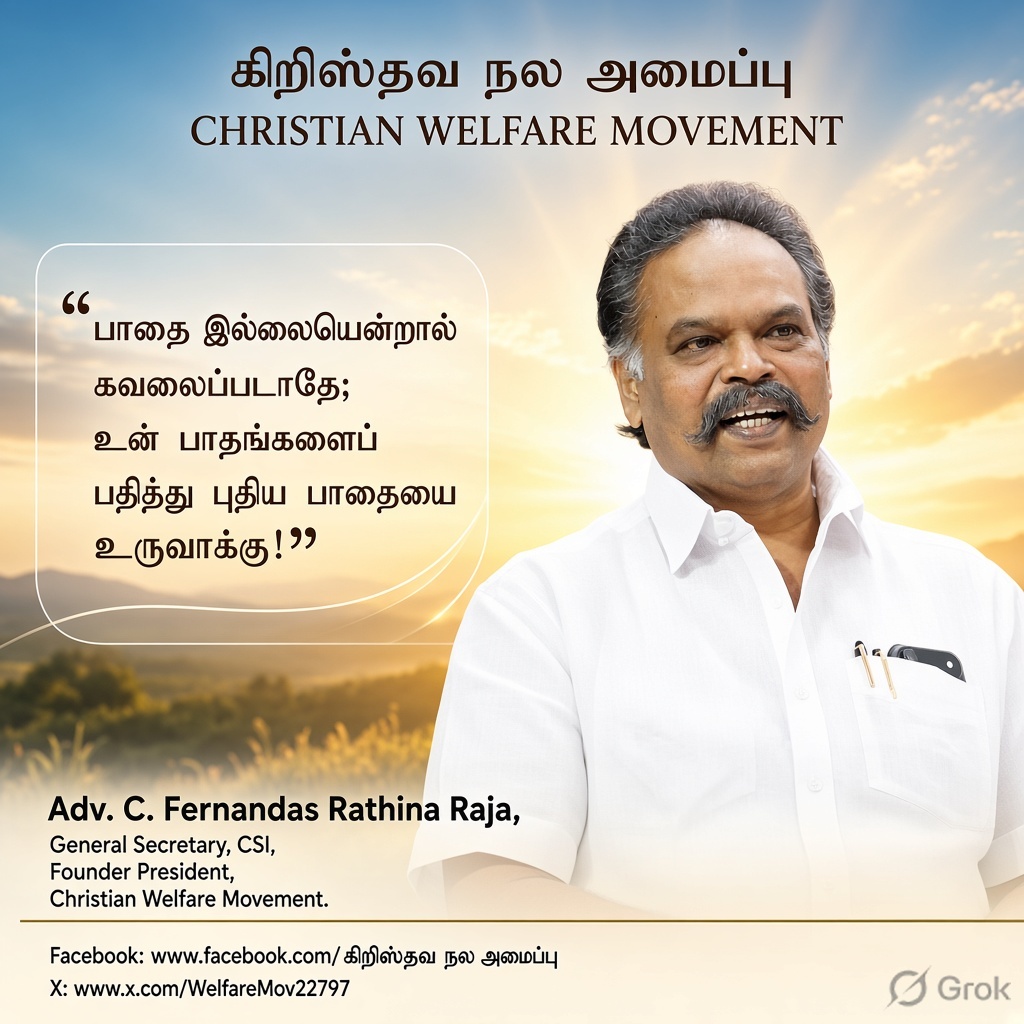 WelfareMov22797's tweet photo. உறவுகள் அனைவருக்கும் இனிய காலை வணக்கம்! 🌅

*🌿 கிறிஸ்தவ நல அமைப்பின் இன்றைய காலை சிந்தனை 🌿*

இன்றைய நாள் அனைவருக்கும் அமைதியும் மகிழ்ச்சியும் ஆசீர்வாதமும் நிறைந்த நாளாக அமையட்டும்.

#CWMIndia #ChristianWelfareMovement #MorningThought #Faith https://t.co/AJQkiROdAm