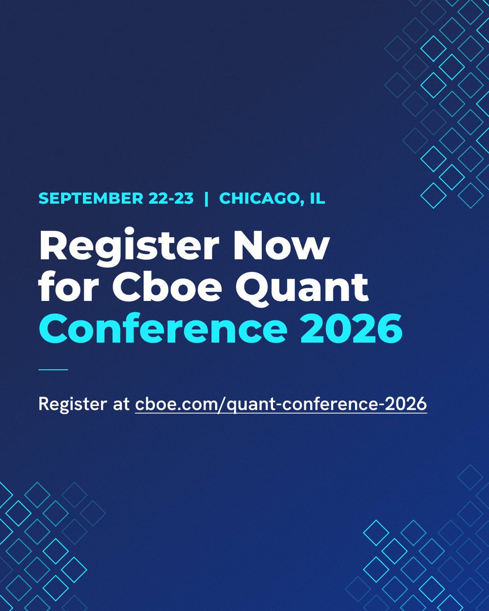 Cboe's tweet photo. Join us at the Cboe Quant Conference 2026, where thought leaders from academia and industry will examine the future of quantitative finance.

➡️ Register now: https://t.co/E2ab4rMWXi https://t.co/Or8YYOH12S