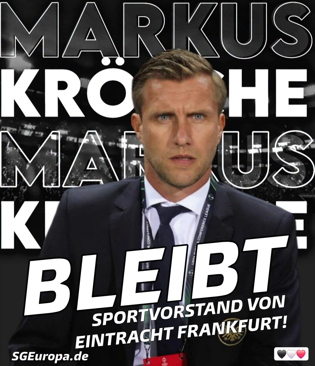 EINTRACHT_Liebe's tweet photo. 🚨 BREAKING +++ KRÖSCHE BLEIBT‼️

Viele haben das anders erwartet, aber am Ende lacht die Eintracht, so wie das Steppi vor vielen Jahren schon besungen hat!

Präsident Beck nach der Aufsichtsratssitzung:
"Wir haben die sportliche und wirtschaftliche Situation sowie die Entscheidungen der zurückliegenden Transferperiode im Aufsichtsrat sehr ausführlich und konstruktiv erörtert. Dabei bestand Einigkeit darüber, dass wir die vor uns liegenden Aufgaben weiter mit großer Geschlossenheit angehen wollen. Unser Fokus richtete sich in den letzten Wochen darauf, die bestmöglichen Voraussetzungen für eine erfolgreiche Saison zu schaffen. Das ist der sportlichen Führung gelungen." 

FORZA SGE 🖤🤍❤️ 
#SGE | #Krösche | #GoodNews