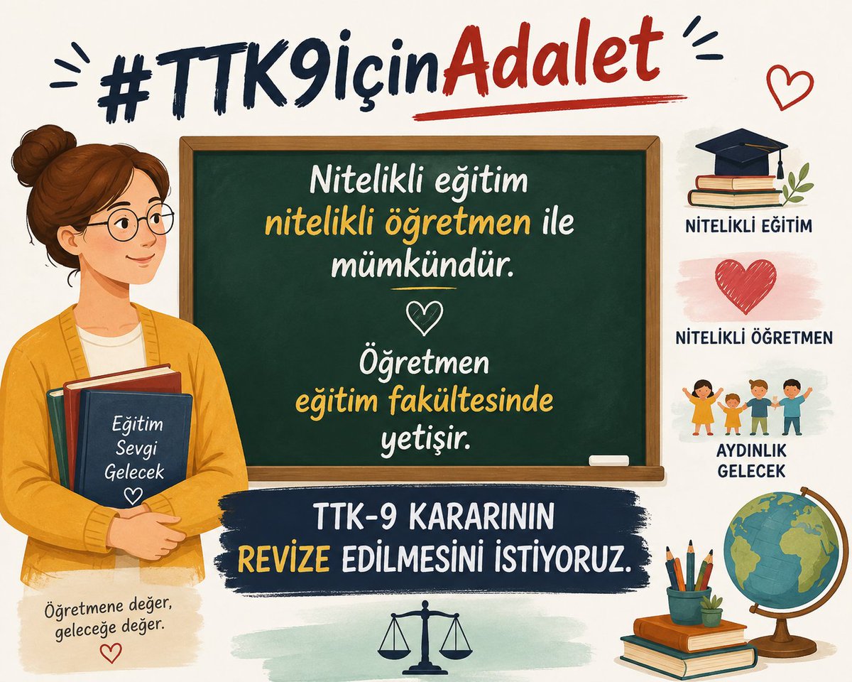 ogretmekisteyen's tweet photo. Eğitim fakültesinde yetişmiş öğretmenler olarak, 4 sene boyunca verdiğimiz emeklerin karşılığını almak istiyoruz, adalet istiyoruz! Alan dışı atama istemiyoruz!

#TTK9içinadalet

@meb_ttkb
@cemgencoglu
@talatyavuz29
@ProfDrAGurcan
@NazimMavis
@zynpslm
@edipuzen
@Yusuf__Tekin https://t.co/FdGzmLn55O