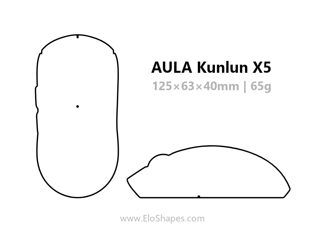 EloShapes's tweet photo. The AULA Kunlun X5 is now available on EloShapes!
- New inductive buttons: AULA StellarLink Stepping Haptic System (SSHS)
- Size: 125.4 x 63.2 x 39.9 mm
- Weight: 65 grams
- Sensor: PixArt PAW3955
- MCU: AULA AL01A
- 56K DPI, 8K Hz, 750 IPS, 60G
- Encoder: TTC Gold
- Available in 3D