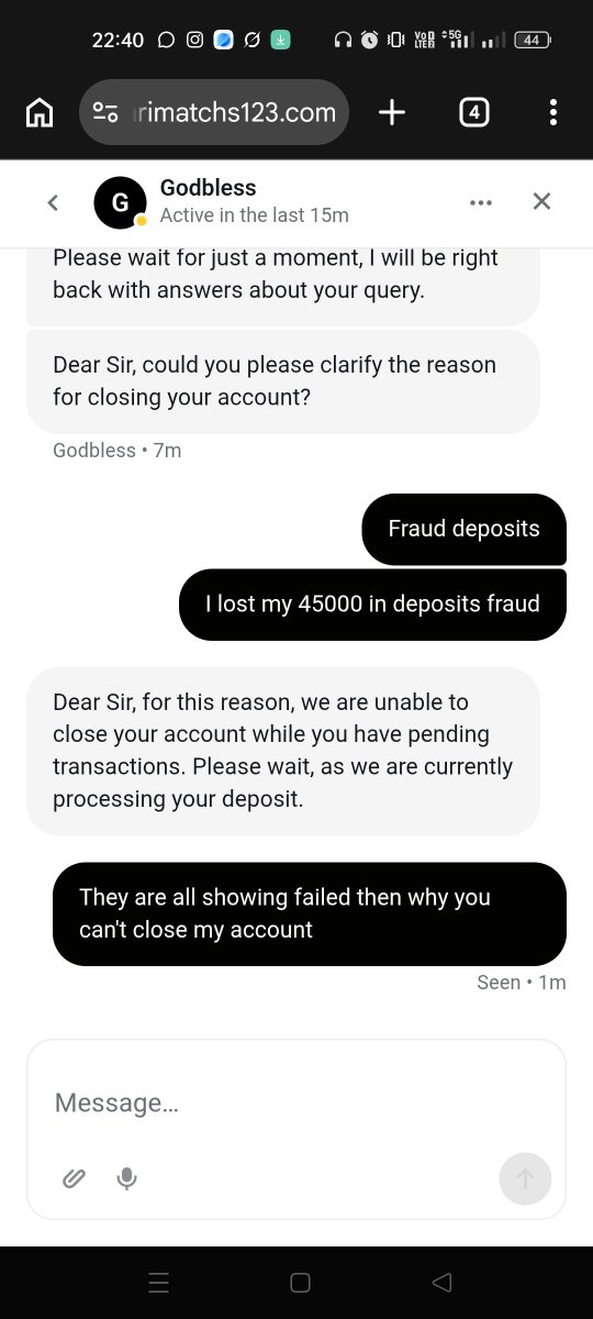FraudParimatch's tweet photo. Aap dekh skte hai uper dikha rha hai active 15 minute ago aur niche bhai shahab na 1 minute pahle dekha hai. 
Parimatch is a scam https://t.co/n15y6GSQ94