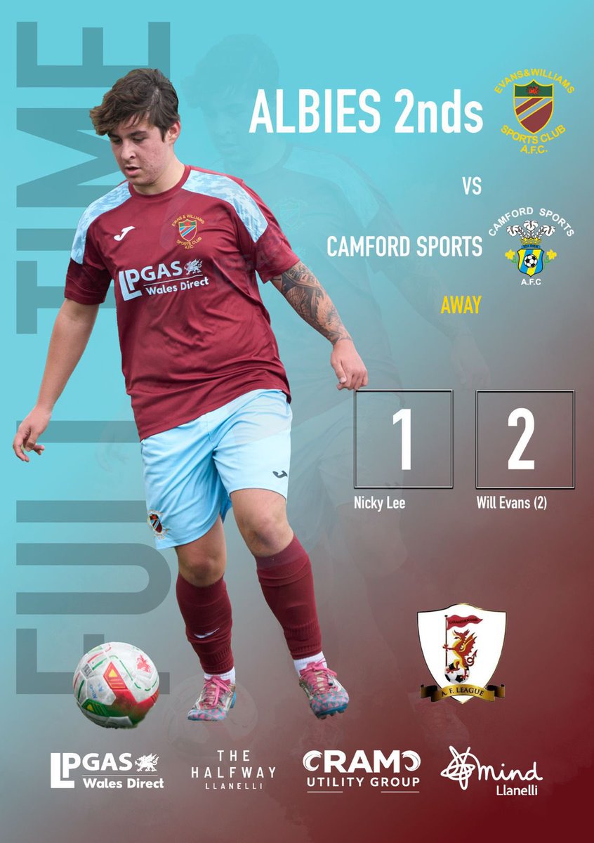 EvansWilliamsFC's tweet photo. ๐๐๐๐ฌ๐๐๐ ๐๐๐จ๐ช๐ก๐ฉ
Camford Sports 1 - 2 Albies Reserves
Goals scored by:
Will Evans sponsored by Alpine Scaffolding Services.
#Albies https://t.co/a5brSEOndC