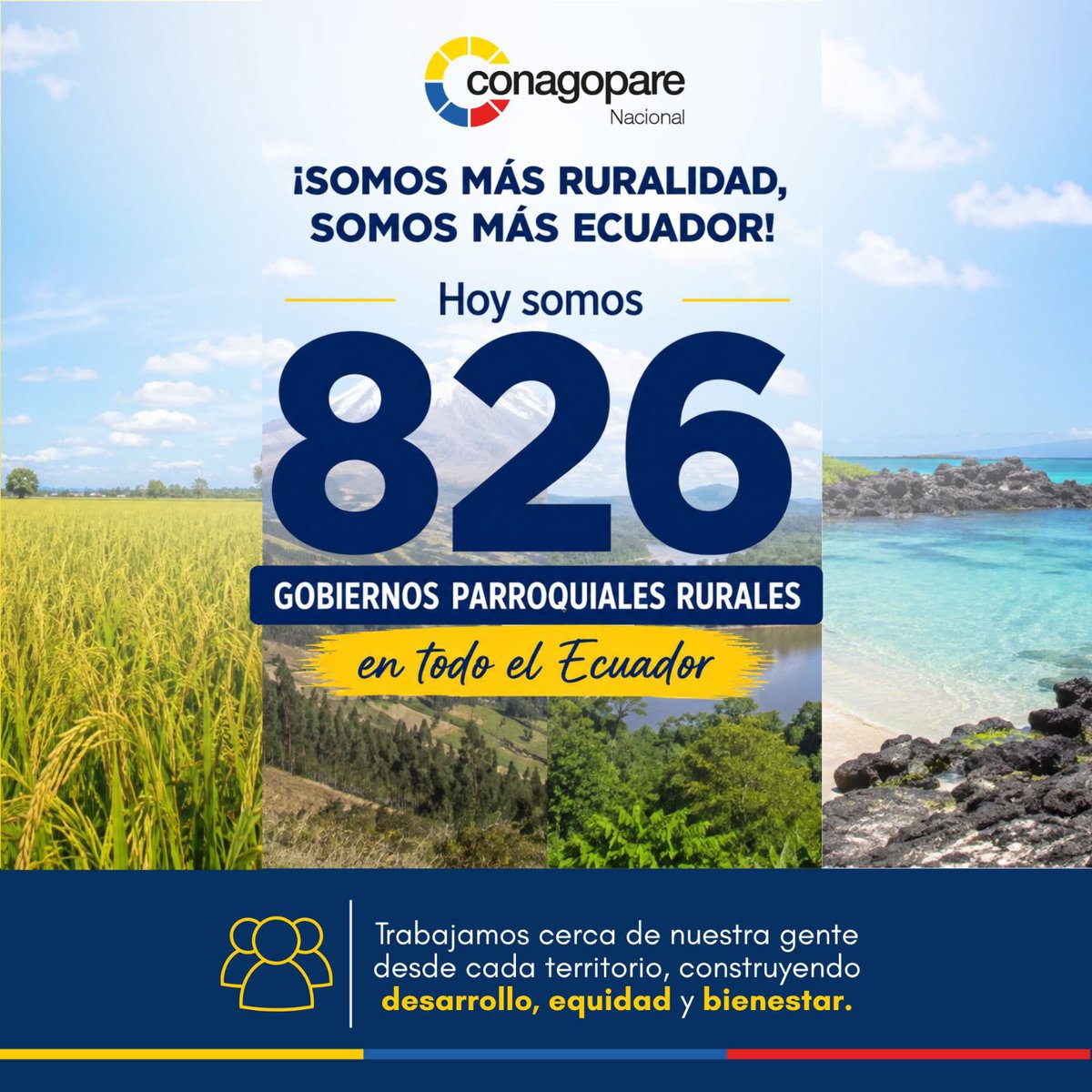 ConagopareN's tweet photo. Somos 826 territorios, 826 razones para seguir construyendo un Ecuador con una ruralidad fuerte, unida y protagonista. 🇪🇨

#JuliaQuintana
#LaVozDeLaRuralidad https://t.co/m0qd8PJ9T1