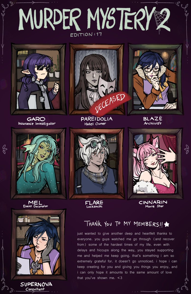 LolaLemonadeee's tweet photo. HERE COME'S THE MONTHLYYYYYYYY!!
August's Murder Mystery! 🏨🌨️❄️ https://t.co/8B36HF453h