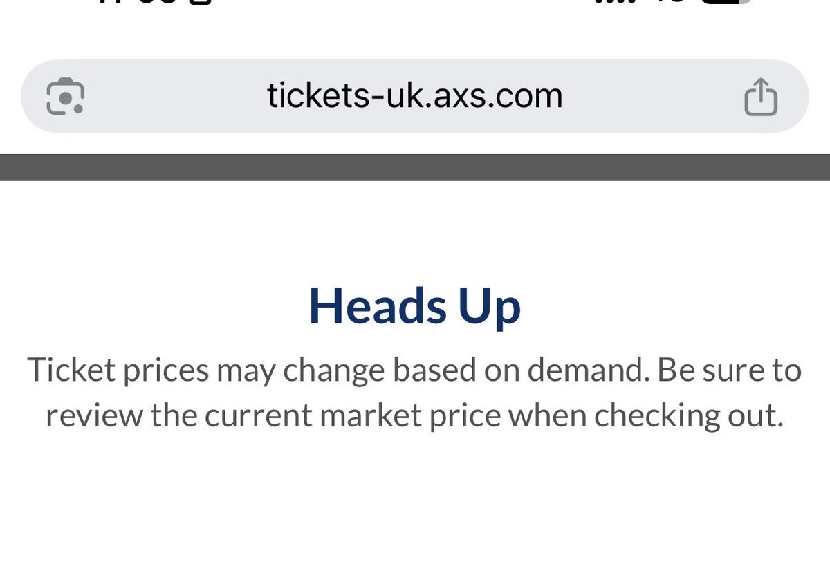 lovegeorgie's tweet photo. @tpwkmaisie Mind you that was ticketmaster, I guess surge pricing made it to the uk https://t.co/IXBLLsR47f