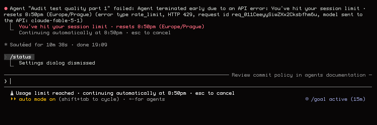 LukasHozda's tweet photo. >try Fable 5.1
>send one prompt
>mf spawns 9 sub-agents
>blows 5hr limit of Claude Team plan in 5 minutes
>no answer https://t.co/titWHzpo7G