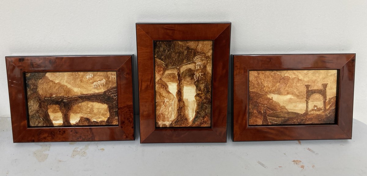 MatthewTheStoat's tweet photo. Demon Ruins triptych of paintings. I also made the frames. https://t.co/8EmDSGjD28