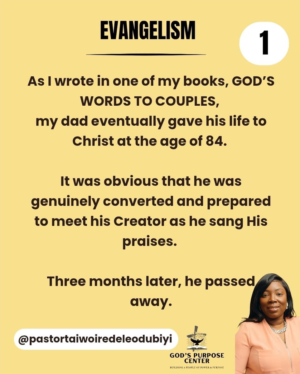 pastortaiwoodub's tweet photo. Here is an encouragement to take evangelism seriously in this season.
The Gospel is too important to keep to ourselves.
The harvest is still plentiful. Let's take evangelism seriously.
#Evangelism
#ShareTheGospel
#ReachTheLost
#SoulWinning
#GreatCommission https://t.co/Ipqh0RfQF6