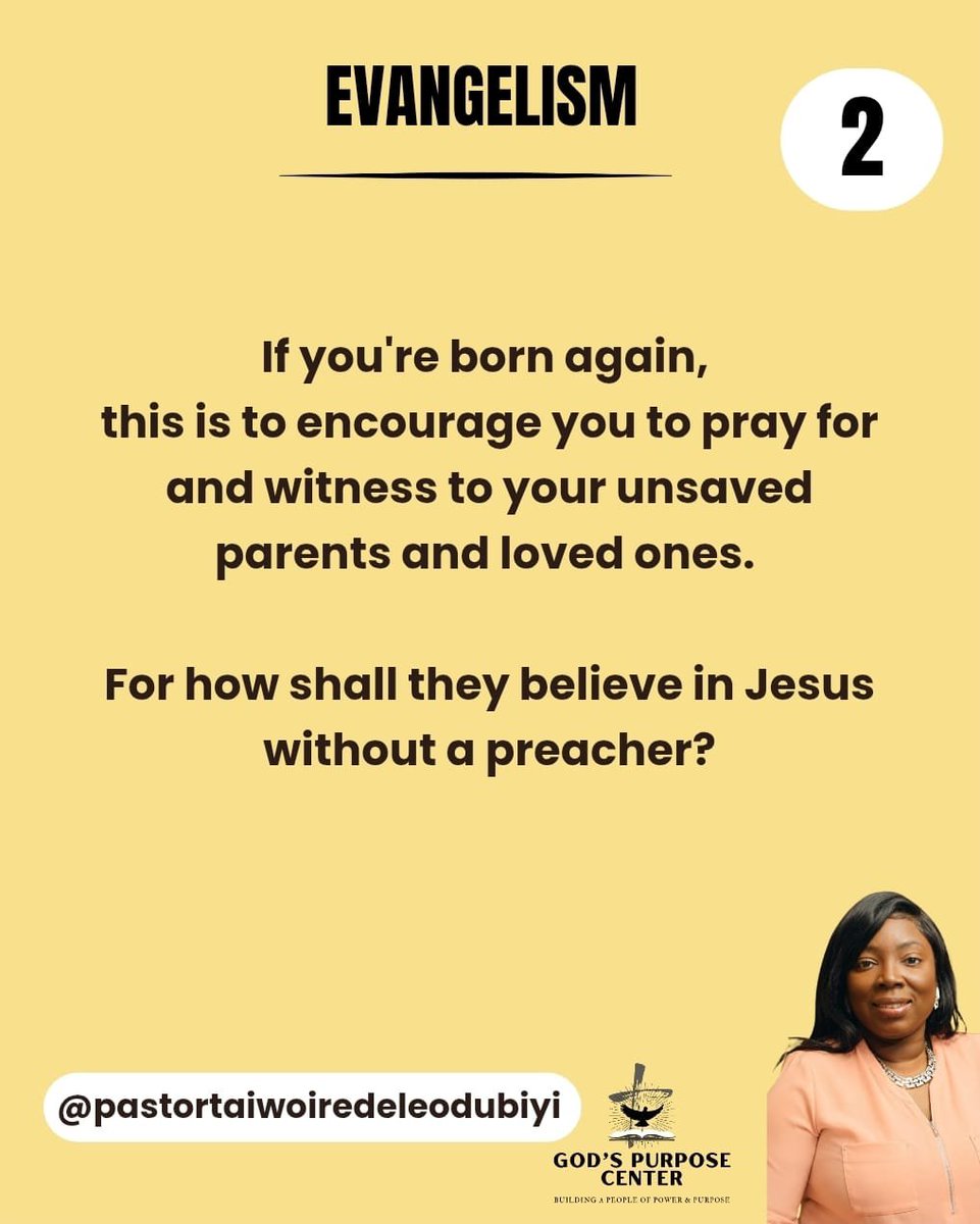 pastortaiwoodub's tweet photo. Here is an encouragement to take evangelism seriously in this season.
The Gospel is too important to keep to ourselves.
The harvest is still plentiful. Let's take evangelism seriously.
#Evangelism
#ShareTheGospel
#ReachTheLost
#SoulWinning
#GreatCommission https://t.co/Ipqh0RfQF6