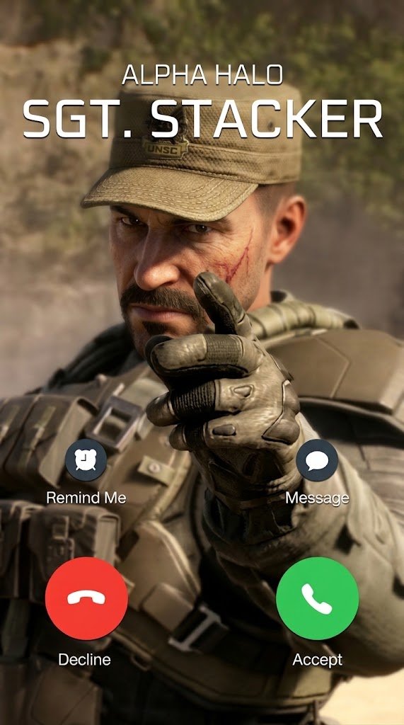 StackerHalo's tweet photo. @Halo Will you answer the call? 

SGT. Stacker edition https://t.co/YT3AjatyFJ