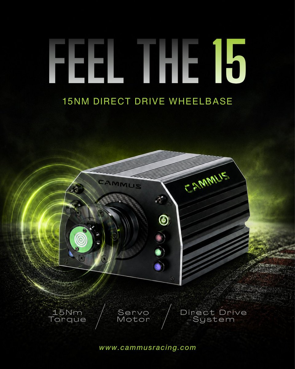 Cammuscammus's tweet photo. Feel every detail with the CAMMUS 15Nm Direct Drive Sim Racing Wheelbase. Powerful, precise force feedback brings every correction, kerb and change in grip directly into your hands.
#SimRacing #DirectDrive #SimRacingSetup #RacingSimulator #Motorsport https://t.co/ACyhveiy5l