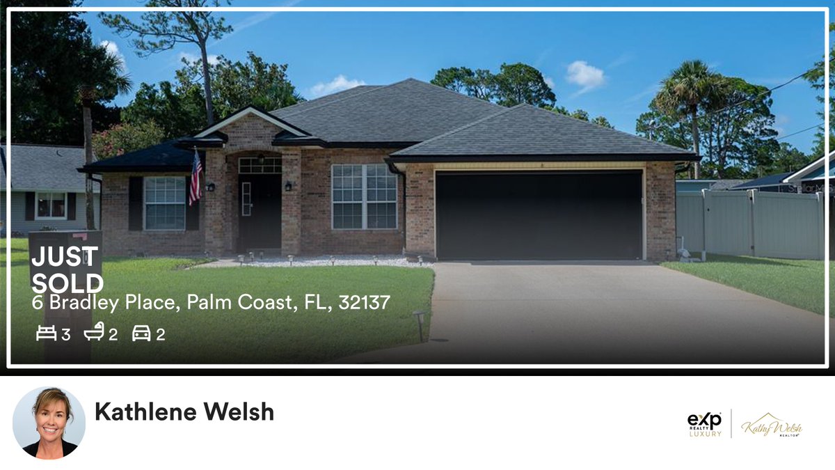 KathyWelsh3180's tweet photo. 🛌 3 🛀 2 🚘 2
📍 6 Bradley Place, Palm Coast, FL, 32137

My latest sale on RateMyAgent.
Real Estate SL3518182
https://t.co/00Bwzn2pq6

...
#ratemyagent #realestate #eXp_Realty https://t.co/Oc9P97zX0g