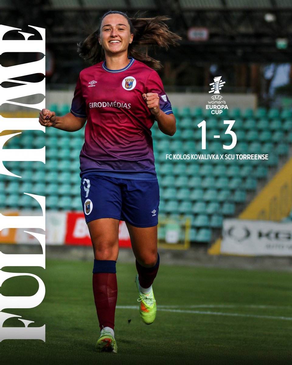 scu_torreense's tweet photo. 𝐀 𝒂𝒗𝒆𝒏𝒕𝒖𝒓𝒂 𝒆𝒖𝒓𝒐𝒑𝒆𝒊𝒂 𝒄𝒐𝒏𝒕𝒊𝒏𝒖𝒂! ✅

#FCKKSCUT |⏹️A equipa azul-grená vence na Polónia e carimba a passagem à 2.ª pré-eliminatória da UEFA Women’s Europa Cup!

⚽⚽ Janaina Weimer 46’ 60’
⚽ Bruna Ramos 80'
𝐏𝐚𝐫𝐚𝐛𝐞́𝐧𝐬 𝐞𝐪𝐮𝐢𝐩𝐚! 🔵🔴

#SouTorreense https://t.co/e25LWhyYHB