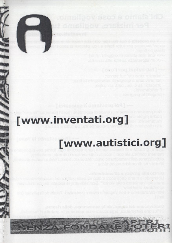 ArchivioGrafton's tweet photo. Il primo pamphlet a stampa di Autistici/Inventati, fine 2001~inizi 2002.
Dall'archivio di XM24
https://t.co/0VweTGVlW0

❤️ @cavallette ❤️ https://t.co/VEnlOEH505