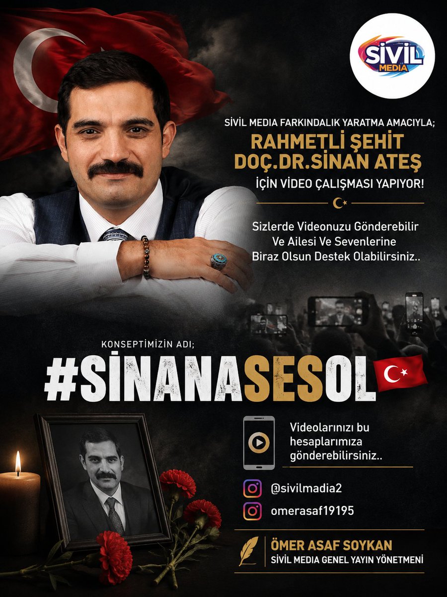 Asafman1919's tweet photo. Sivil Media Farkındalık Yaratma Amacıyla;
Rahmetli Şehit Doç.Dr.Sinan Ateş İçin Video Çalışması Yapıyor!
Sizlerde Videonuzu Gönderebilir Ve Ailesi Ve Sevenlerine Biraz Olsun Destek Olabilirsiniz..

@sivilmadia2  omerasaf19195 İnstagram Hesaplarımıza Videolarınızı Paylaşabilirsiniz..

Konseptimizin Adı; #SinanaSesOl🇹🇷

Ömer Asaf Soykan
Sivil Media Genel Yayın Yönetmeni

@selmaateskazanc
