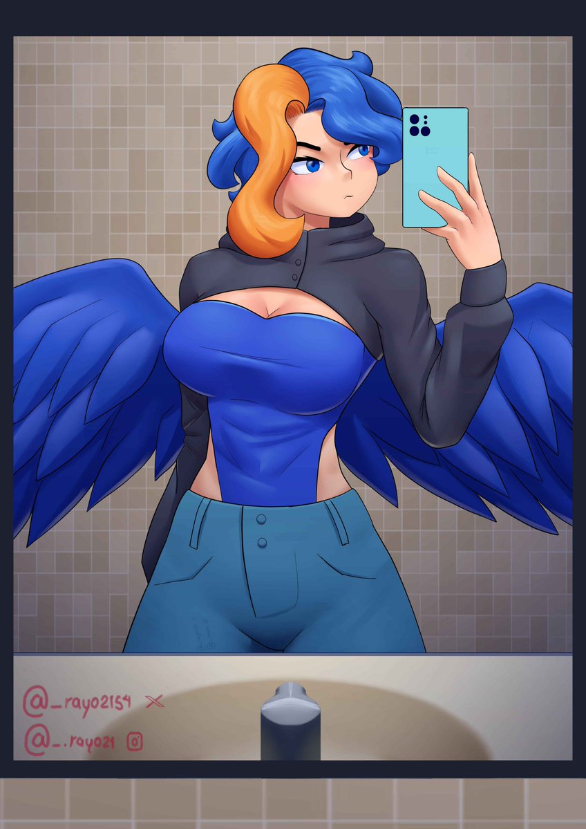 _rayo2154's tweet photo. I'm lowkey jealous of my own OC ngl
XD 
#JonnyxCinthia❤️💙 #originalcharacter #wingedgirl #animegirl https://t.co/m5PtC7vH5v