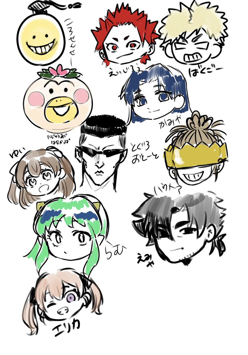 sugar_echino's tweet photo. ひたすらアニメキャラ描いてみましたヤニねことはなかっぱおすすめです https://t.co/QJlHgAiJDS