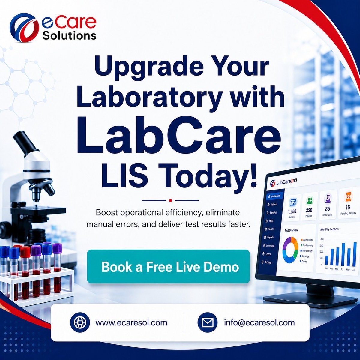 ecaresol's tweet photo. Smarter Labs. Better Healthcare. Powered by eCare Solutions. 🧪💻

#eCareSolutions #LabCare #LaboratoryAutomation #HealthcareTechnology #HealthcareIT #DigitalHealthcare #LabManagement #MedicalTechnology #SmartHealthcare https://t.co/ChFq7yoeYa