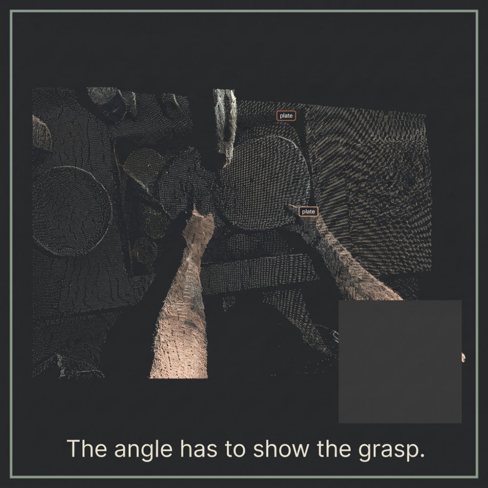 rimbdev's tweet photo. Bad angle is a reject. Object in view, hands out of frame. Same as a missing hand.

AtlasVLA this month: a wrist camera forgets what leaves the field of view. We fail the take earlier. If the clip never held the grasp, there is nothing to remember. https://t.co/Fte6xc4Fxw
