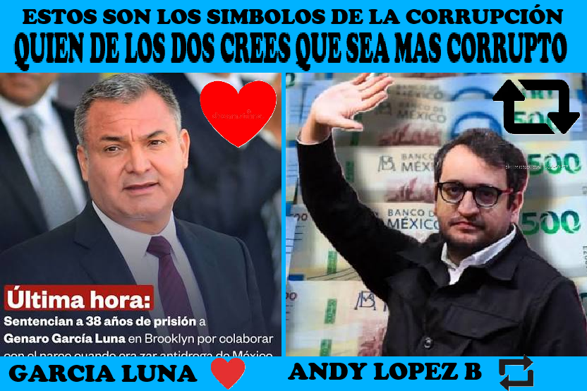 edubacio's tweet photo. .
Solo para que en verdad sepamos quien de estos símbolos de la corrupción es el mas  𝗖 𝗢 𝗥 𝗥 𝗨 𝗣 𝗧 𝗢
Opina
Andy López B  🖤
Garcia Luna      🔁 https://t.co/7hUJbnSRIm