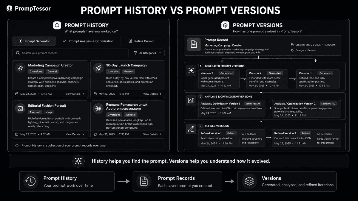 PrompTessor's tweet photo. Prompt versioning isn’t just saving old prompts.

It’s knowing:
• what changed
• why it changed
• which version performs better
• what regressed
• which version you should keep

Small text diff. Potentially big behavior diff. https://t.co/wgvcTgBx4H
