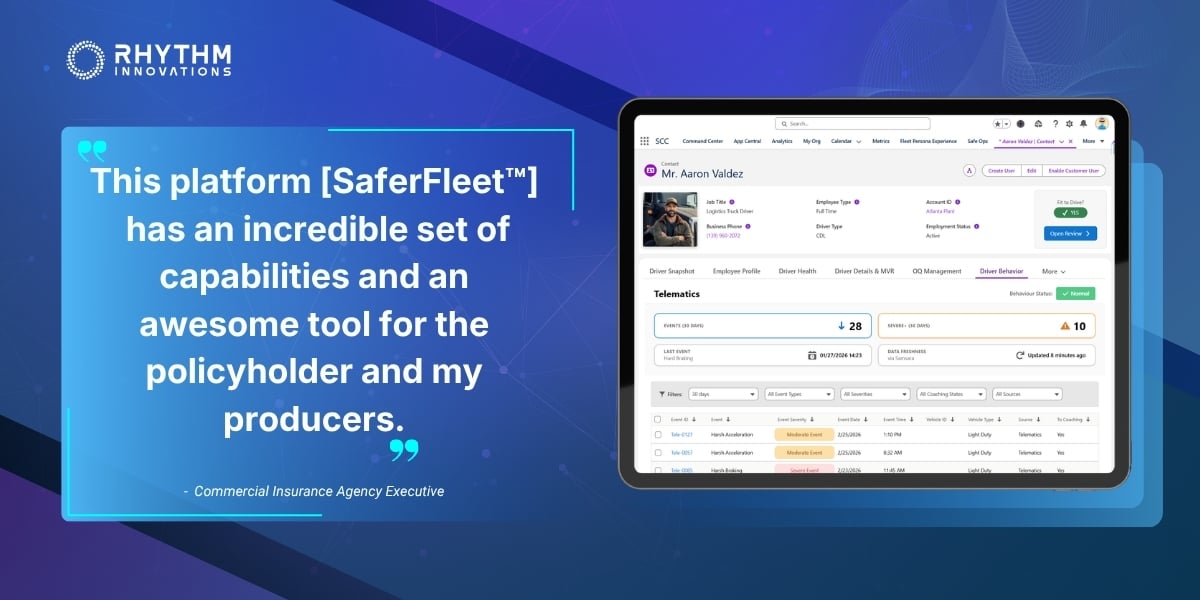 rhythm_risk's tweet photo. When an insurer sees the value on both sides of the relationship, we know we’re onto something. That’s exactly what SaferFleet™ by Rhythm is built to do.

⭐That’s the SaferFleet™ advantage. https://t.co/h4gPm5TOFl