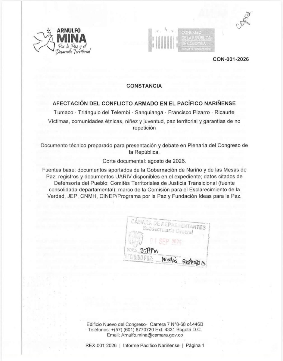 padreminapaz's tweet photo. LA PAZ ES UN DERECHO CONSTITUCIONAL.

Desde el Congreso de la República, reafirmamos nuestro compromiso con la paz y hacemos un llamado a proteger los avances alcanzados en el Pacífico sur colombiano.

¡No a la guerra. Sí a la Paz!. https://t.co/XxucMUWnIs