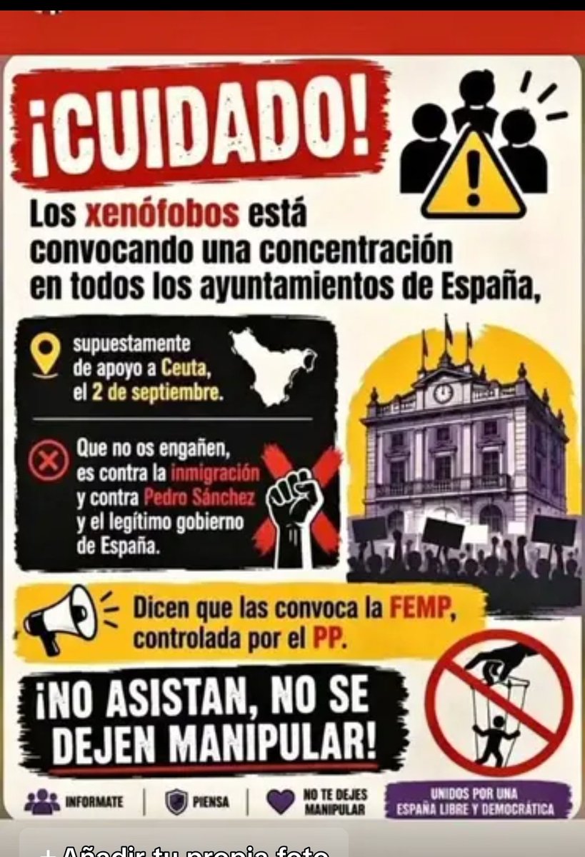 frvemovil's tweet photo. @MalasLenguas_Tv #YonoVoy
#PpvoxSonViolencia
Esto no es apoyo a Ceuta
Los Ultraderechistas, violencia odio son una vergüenza de seres https://t.co/jtf7fNPNyw