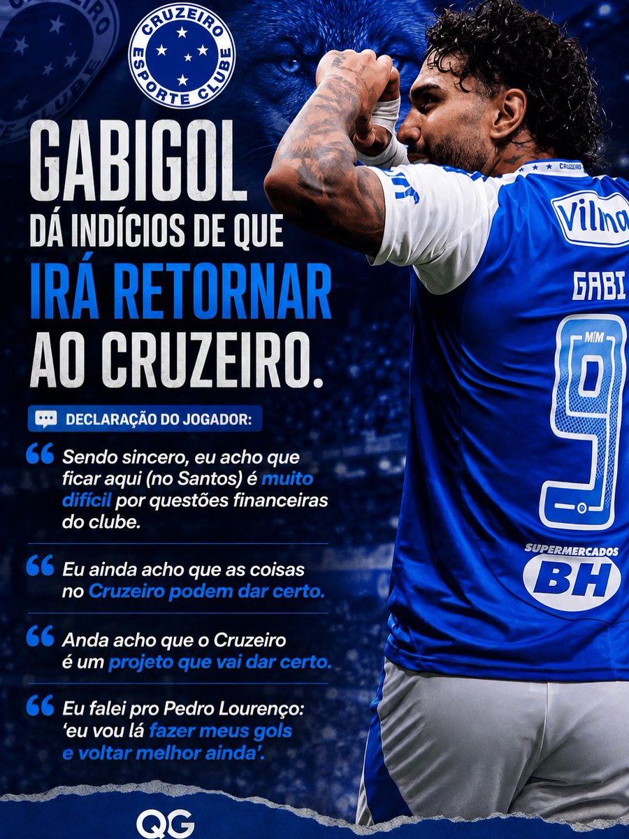 QGdoCruzeiro's tweet photo. ⚠️Gabigol dá indícios de que irá retornar ao Cruzeiro em 2027.

Trechos retirados da entrevista à Clear TV. https://t.co/kLehu6YeHv