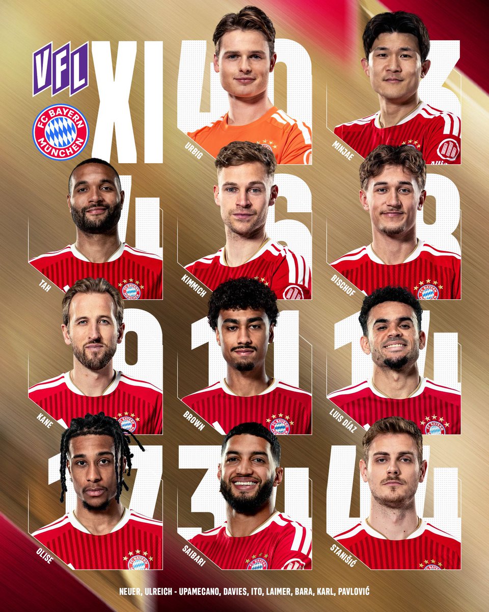 FCBayernEN's tweet photo. Our starting XI for tonight! Let’s get it boys 👊 https://t.co/nucAQlCLoi
