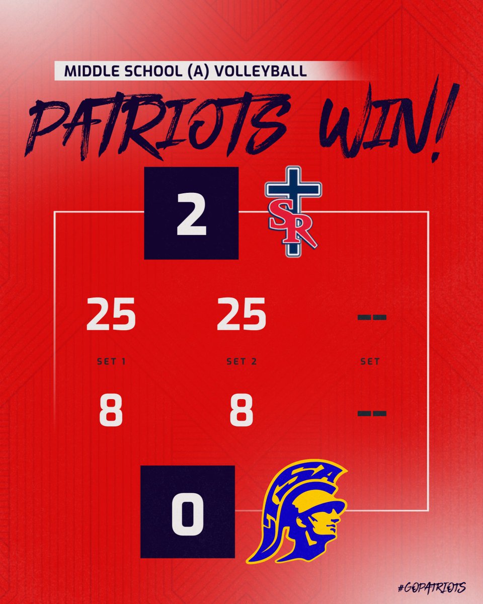 SRCS_Patriots's tweet photo. Patriots Win!!! It was a clean sweep last night as the Middle School, JV and Varsity volleyball teams all won in straight sets! Way to go girls!!

#WeAreStrongRock #GoPatriots https://t.co/VFI1qCfjEL