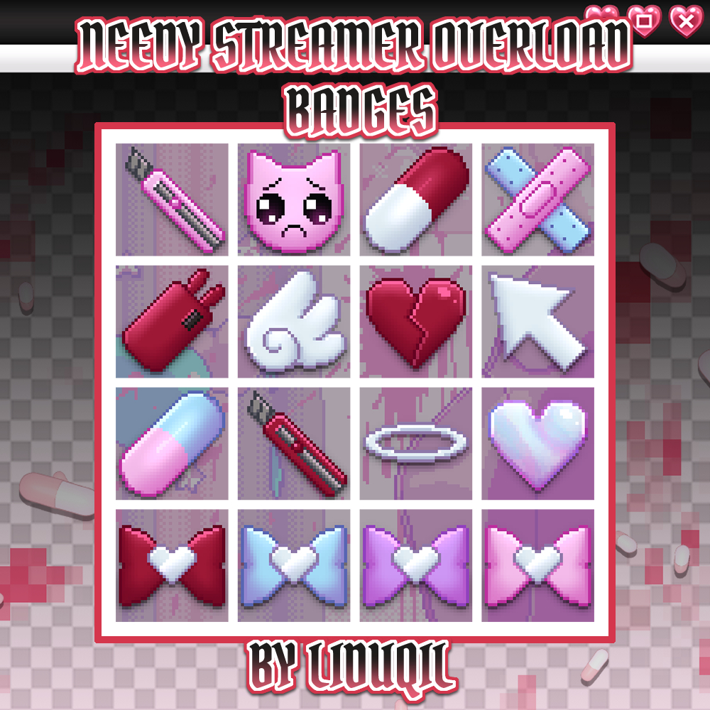 liduqil's tweet photo. 🧬Free Needy Streamer Overload Badge #Giveaway 🧬
 3 Winners get cute pixel badges to promote my new vgen shop product

To enter:🪽
- Like + Retweet ♡ &amp; ⟳
- Follow 

If you want to support me you can purchase on #vgen for £5 Link in comments

Ends 6th sunday bless 🙏
#Vtuberㅤ https://t.co/9BvXde8F0a