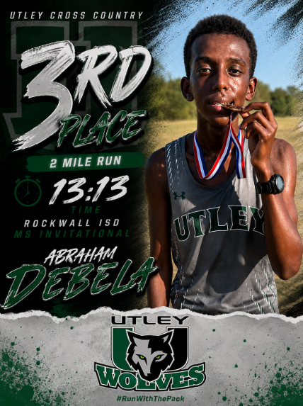 UtleyBoys's tweet photo. Congrats to Abraham Debela on an outstanding performance at the Rockwall ISD Middle School Invitational!

🥉 3rd Place
🏃‍♂️ 2 Mile Run
⏱️ 13:13
Abraham represented Utley Cross Country with a strong race. Great job representing the Pack!
#UtleyXC
#RunWithThePack https://t.co/lvEZknjS7U