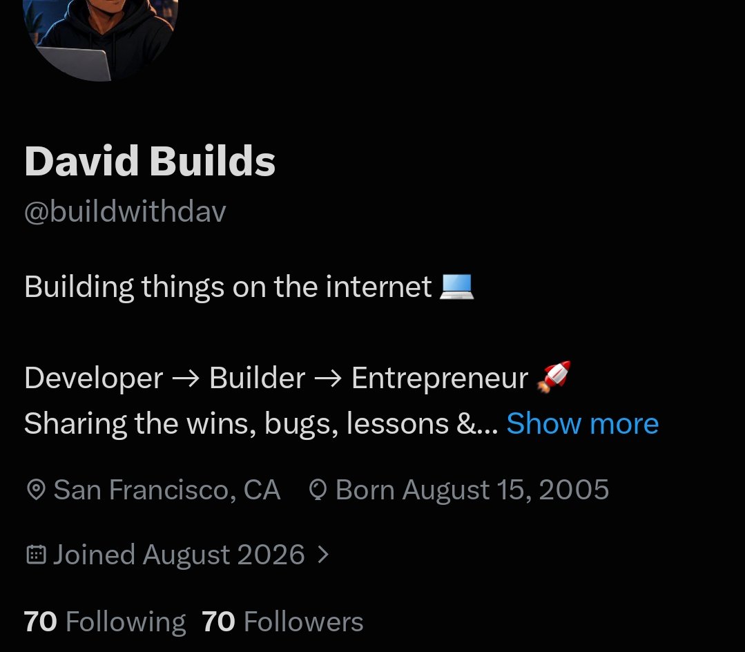 buildwithdav's tweet photo. 50+ followers already, thanks to u all 👨‍💻👩‍💻❤️ if you're into tech let's connect 👊 https://t.co/JrVIx2d2Gf