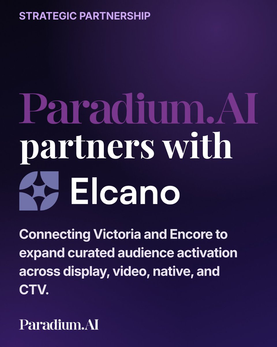 paradiumai's tweet photo. https://t.co/4Kz2z0KhmA and Elcano have teamed up to expand curated audience activation. 

To learn more, reach our press release: https://t.co/4g8To8JAHF https://t.co/0qKHzSrC04