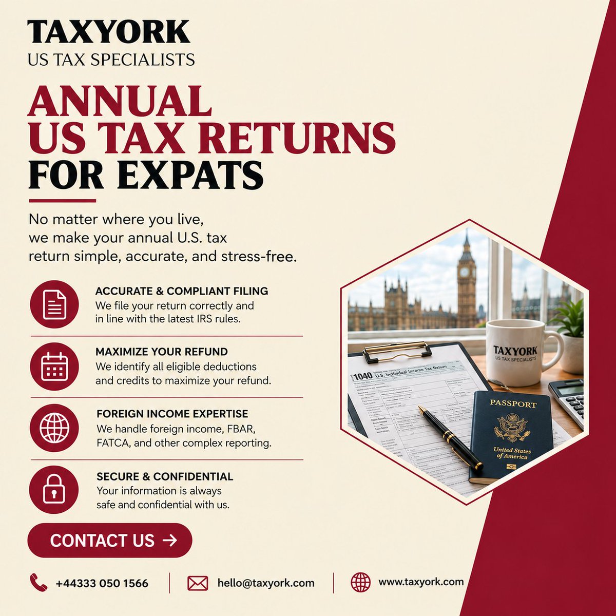 TaxYork1040's tweet photo. Even if you owe $0 in US tax, you still have to file every year. US expats must report worldwide income annually — no exceptions, no matter how long you’ve lived abroad.

The good news: with the right exclusions and credits applied (FEIE, foreign tax credits, treaty benefits), most expats end up owing little or nothing.

 Let us prepare and file your annual return correctly.

📞+44333 050 1566
🌐 https://t.co/I9i56Hu7j9
📩hello@taxyork.com

#taxcompliance #internationaltax #dualcitizen #USexpats #taxstrategy