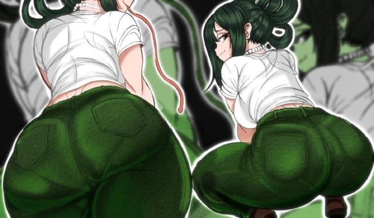 P0NDHERO's tweet photo. Everyone cites Tsu's hero outfit as being too revealing, but people don't consider how she looks wearing jeans. Nothing designed to be revealing about it!

Seems like no matter what she wears it's going to hug her ass too tightly. https://t.co/doqVpKvabL